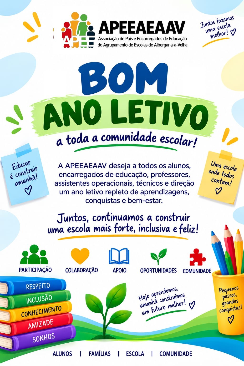 Bom Ano Letivo - APEEAEAAV deseja a toda a comunidade escolar um ótimo ano letivo 2025/2026